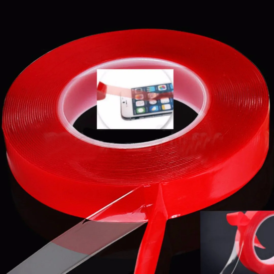 Double Side Adhesive Tape 1pc 25M Red Film Transparent Double Sided Sticky Adhesive Tape Cell Phone Repair For Electrical Wire
