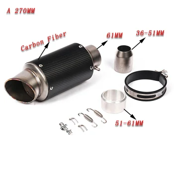 

Inlet 51mm 60mm Motorcycle Exhaust Pipe Muffler Carbon Fiber GP Racing Project Exhaust Mufflers Carbon Fiber Exhaust Pipe