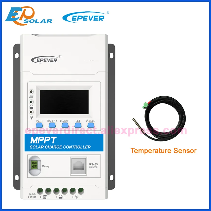 EPEVER 40A со слежением за максимальной точкой мощности, контроллер солнечного зарядного устройства 12v 24v 40amp авто реле COM мастер TRIRON4210N TRIRON4215N с MT50 WI-FI BLE - Цвет: with Temp Sensor
