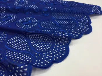 

African lace voile fabric Swiss cotton lace has no holes can be used for men with Lots of stones high quality free shipping 16-2
