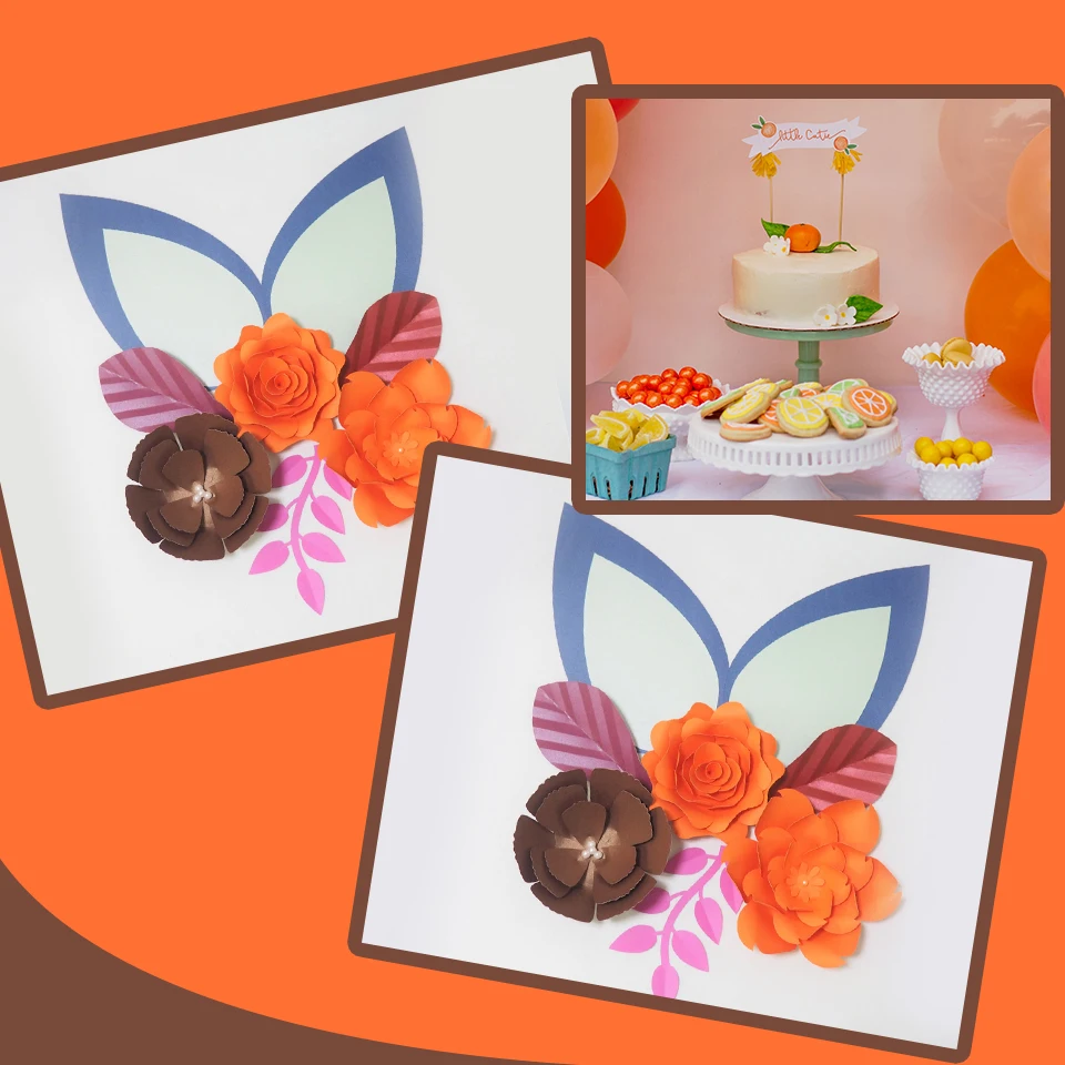

Cardstock Rose DIY Paper Flowers Leaves Ears Set For Wedding & Event Backdrops Decorations Nursery Wall Deco Video Tutorials