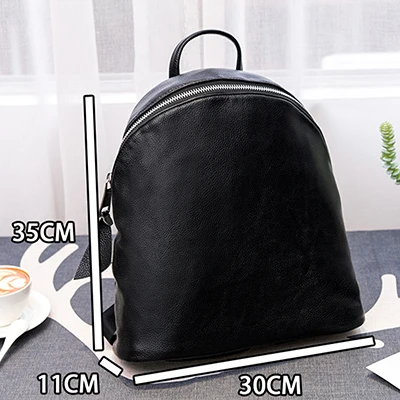 Модный женский рюкзак из натуральной кожи, сумка на молнии для девушек, Женский дизайнерский рюкзак для путешествий - Цвет: black