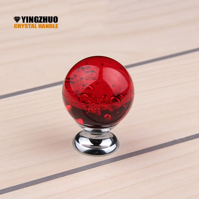 Puxadores Colorful K9 Crystal Glass Bubble Ball Drawer Pulls Alloy Door