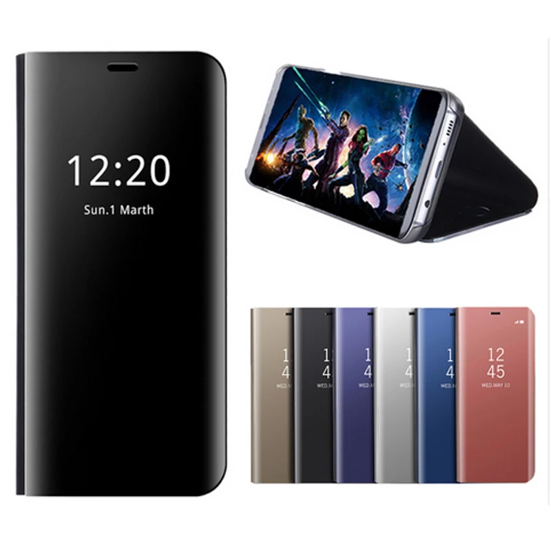 

J6+ Mirror Flip Case For Samsung Galaxy J6 2018 Luxury Clear View PU Leather Cover For Samsung J6 Plus 2018 Case for Galaxy J6+