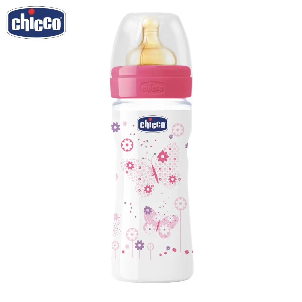 Бутылочка Chicco Well-Being Girl 2 мес.+, лат. соска, РР, средний поток, 250 мл