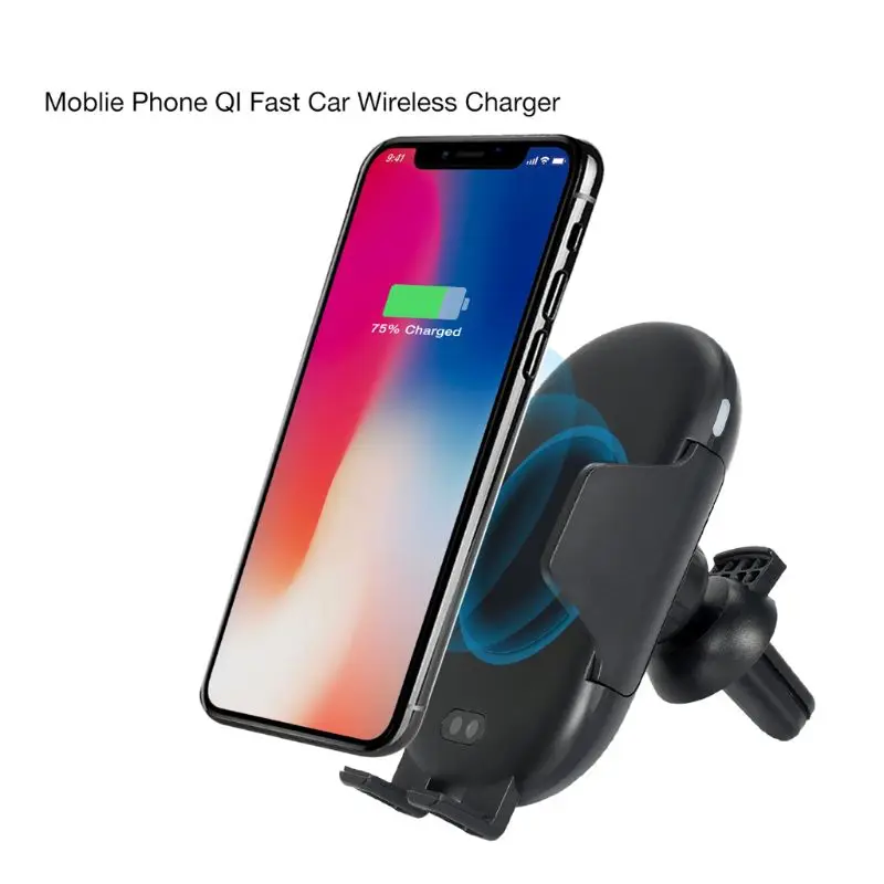 Qi Wireless Charger 5V 2A Infrared Sensor Automatic Clamping Car Air Vent Mount Holder Free Ship