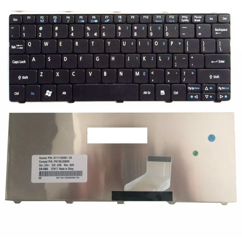 US Black New English laptop keyboard For Acer D255 D256 D257 D260 D270 EM350 N55C ZH9 ZE6 ONE 522 533 532G AO532h 532H 521 | Компьютеры и