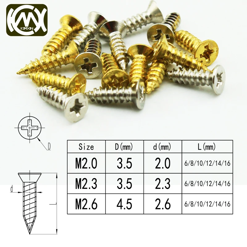 100pc/lot Long-term sale of wooden box hardware with self-tapping screws,Large quantity of Cong,Specification:M2*6/*8/*10/*12mm