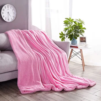 

winter Thickened nap air Conditioning office blanket Pure Color lamb blanket warm sheets pink sheets soft and comfortable fluf