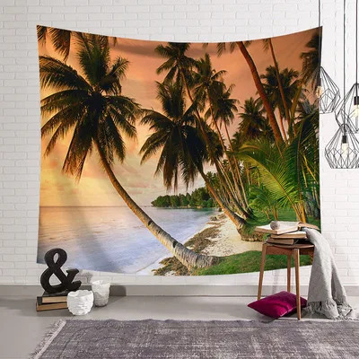 Гобелен настенный кокосовый пляж вид на море Многофункциональный гобелен Бохо покрывало с принтом йога коврик одеяло ткань для пикника