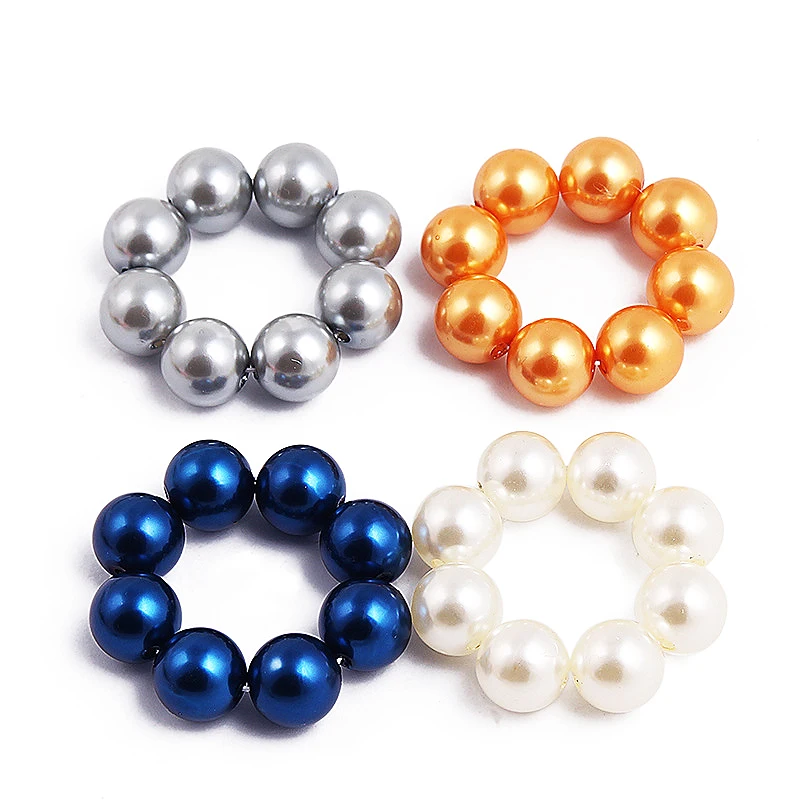 Popular 1PC Elastic Big Imitation Pearl 4Colors Adjustable Pearl Beads Valentines Gift Handmade Hair Rope
