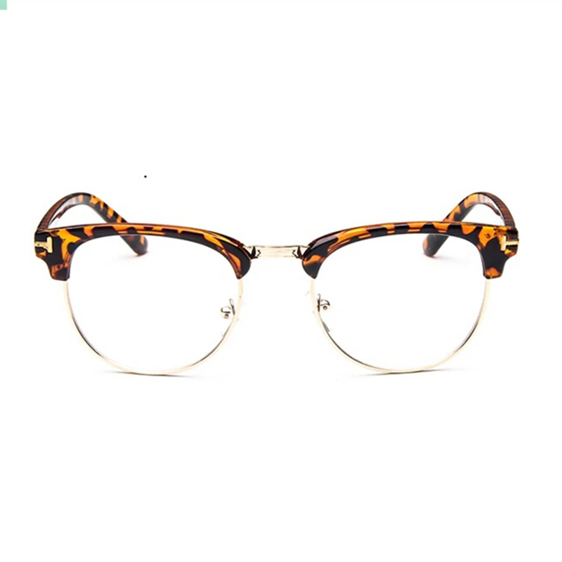 Полуметаллическая оправа для женских очков, очки для мужчин, оправа для очков, винтажная оправа для оптических очков, оправа для очков, Квадратные прозрачные очки - Цвет оправы: leopard gold