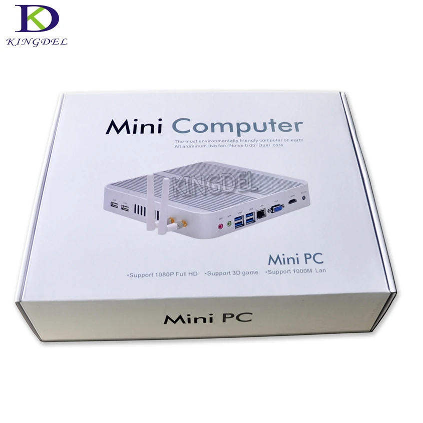 Безвентиляторный промышленный мини ПК Core i7 7500U 4K Ultra HD 3D Blu Ray i5 7200U 6200U 8 ГБ ОЗУ USB3.0 VGA