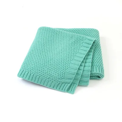 Назначение Wishdom детское одеяло мягкий хлопок вязание крючком Лето карамельный цвет реквизит кроватки повседневные спальные постельные принадлежности 90*70 см - Цвет: green