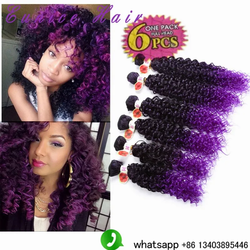 Dark Purple Jerry Wavy 6pcslot kinky curly crochet hair weavings  (3)