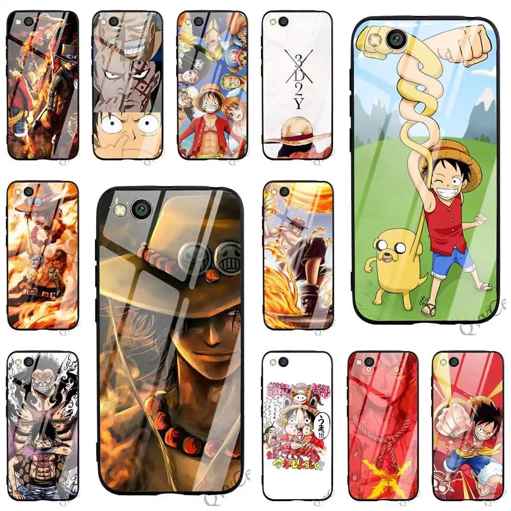 

Ultra Thin One Piece Luffy Tempered Glass Phone Case for Redmi Note 5 Cover Xiaomi A1 A2 9 Mi 8 Lite F1 4X 6A 7 Pro 7 Cases Back