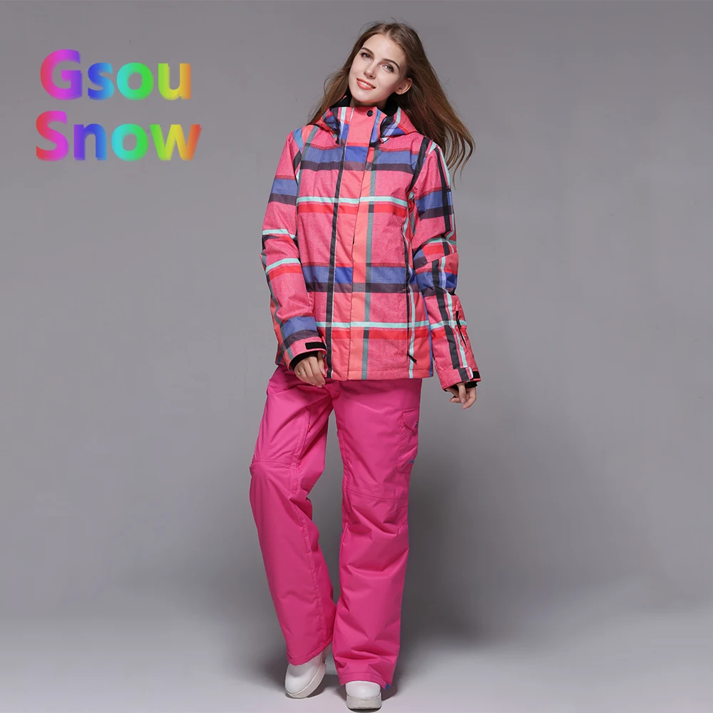 Gsou Sonw Outdoor Sports Winter Women's Skiing Clothing Snowboarding Sets Warmer Ski Jackets Waterproof Ski Pants Suits