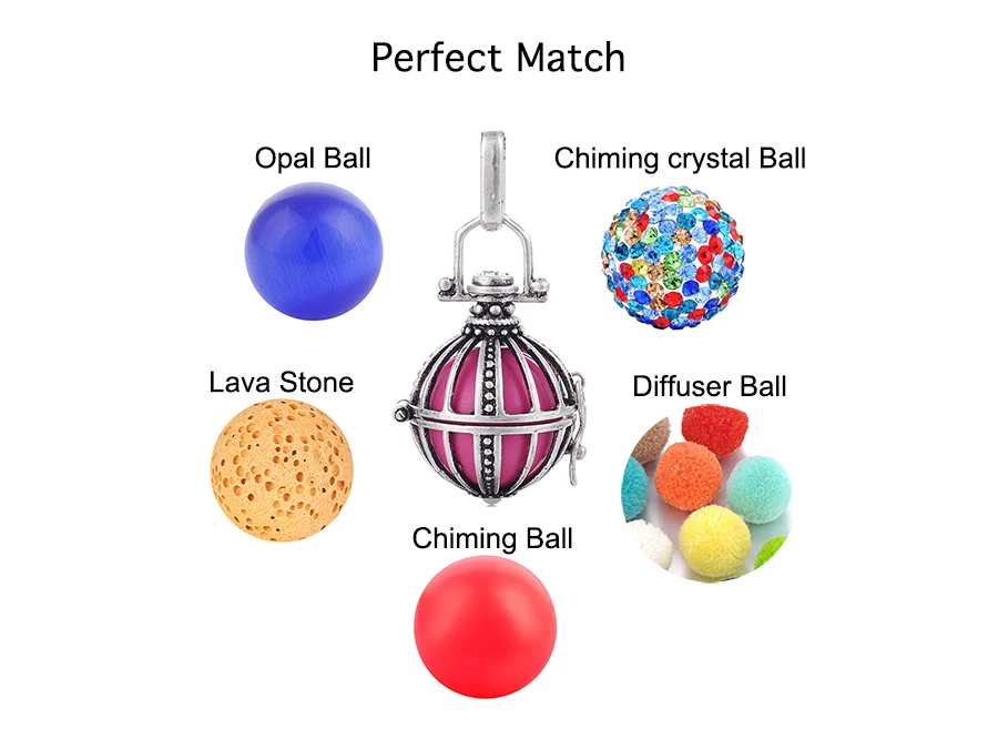 Vocheng Bola Ball Angel Necklace 16MM Music Ball Vintage Pregnancy Necklace Aroma Essential Oil Diffuser Pregnant Women VA-048