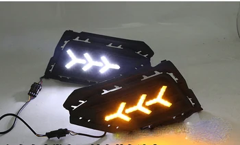 

Osmrk led drl daytime running light for Volkswagen 2017-2018 with Dynamic moving yellow turn signal and blue night light