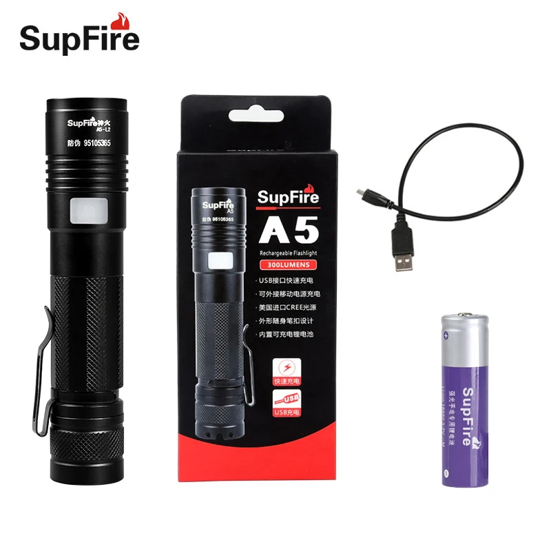 Supfire LED Flashlight USB Flash Light Linterna LED Mini Torch A5-L2 sst40 2000lm Camp 18650 Tent Light Torcia Led Lampe Torche
Supfire LED Flashlight USB Flash Light Linterna LED Mini Torch A5-L2 sst40 2000lm Camp 18650 Tent Light Torcia Led Lampe Torche