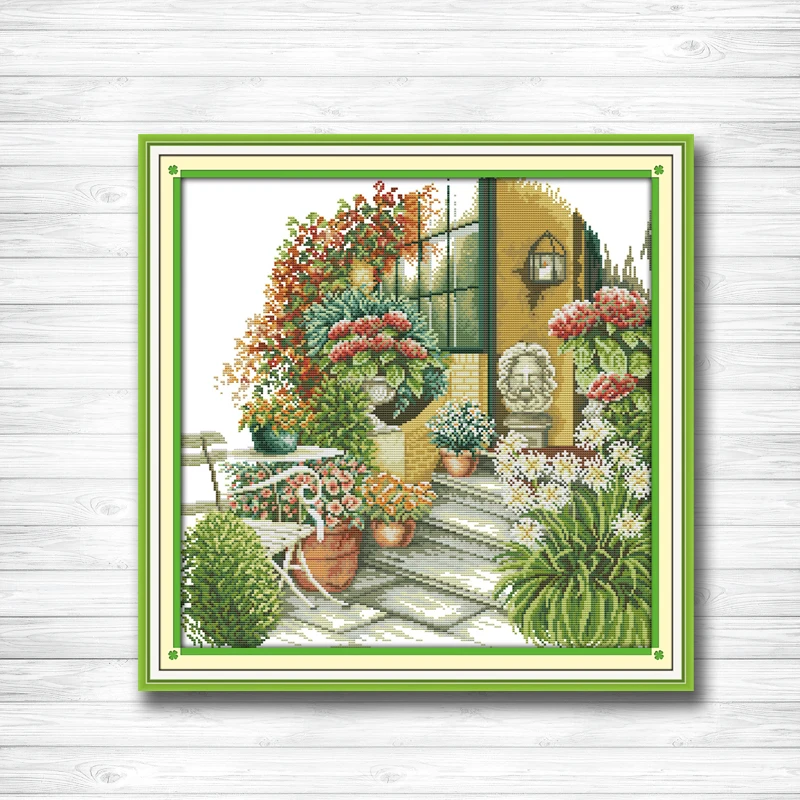 

The leisurely courtyard Scenery 14CT 11CT counted cross stitch Needlework Set Embroidery kits chinese cross stitch Home decor