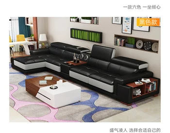 

Living Room Sofa corner sofa real genuine leather sofas with storage speaker LED light muebles de sala moveis para casa