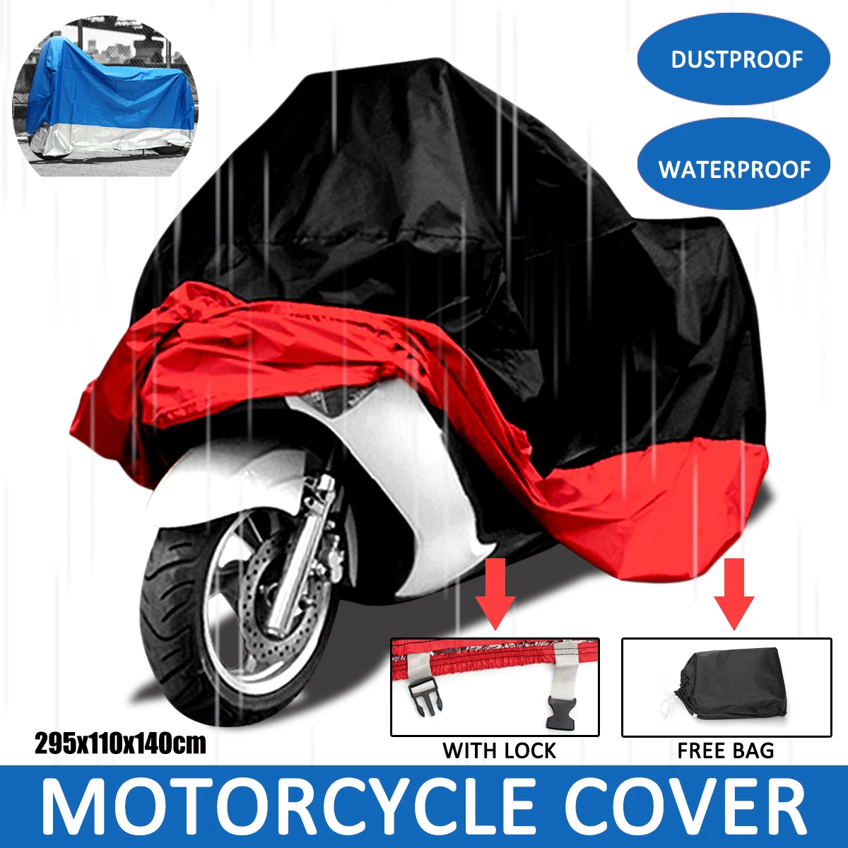 Mofaner Waterproof Motorcycle Cover 190T UV Protector Anti Wind Rain