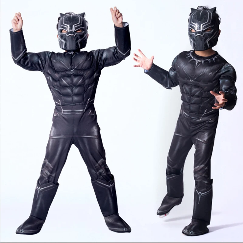 Мстители герой Черная пантера Комбинезоны для косплея Хэллоуин Карнавал Маскарад день рождения костюм подарок для детей