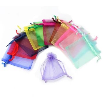 

100 Pcs Mixed Colour Gauze Jewelry Candy Food Snack Cookies Gift Wedding Birthday Party Pouch Bag