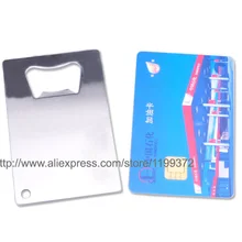 100 шт много DHL Полиэтиленовая упаковка бумажник размер из нержавеющей стали открывашка для бутылок размером с кредитную карту открывалка