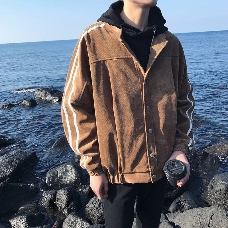 

2019 Korean Style Coat Outwear Casual Oversize Streetwear Baseball Jacket Men