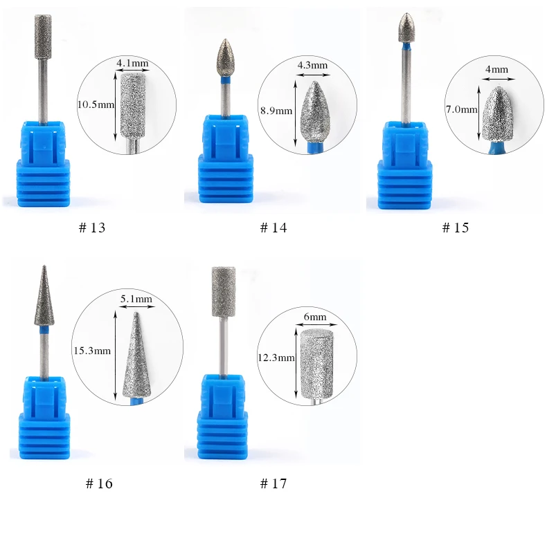 17 типов алмазных сверл для ногтей 3/32 фреза роторные пилки для ногтей для педикюра маникюрные электрические станки инструменты