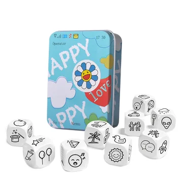 

Story Dice Puzzle Board Game Telling Story Metal Boxes Family/Party/Friends Parents with Children Funny English Game