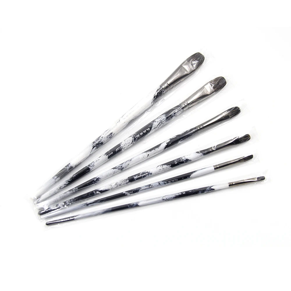 Beste Eval 6 stks Lange Handvat Kunstenaar Dassenhaar Aquarel Kwast Set Acryl Olieverf Tekening Kunst Levert Olieverf borstel