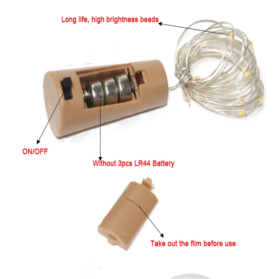 1 м 2 м медная проволочная гирлянда пробка для бутылок светодиодный Сказочный светильник для стеклянных ремесел светодиодный гирлянда для