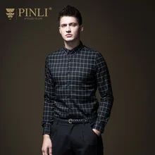 Camisa Social Masculina Pinli Pin Li Новая Осенняя мужская рубашка с длинными рукавами, саморегулирующаяся рубашка с решетчатым воротником B183313363