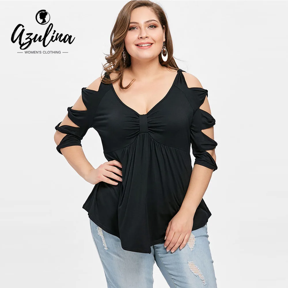 Download Rosegal Plus Size Bowknot Cut T Shirts Women T Shirts 2019 ...
