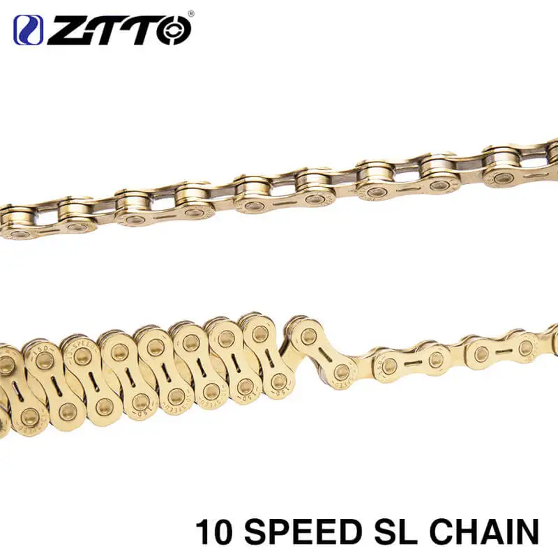 

ZTTO 10Speed MTB Semi Hollow SL Chain Mountain Bike Road Bicycle Chain Durable Gold 116Link for Shimano SRAM System Chain Repair