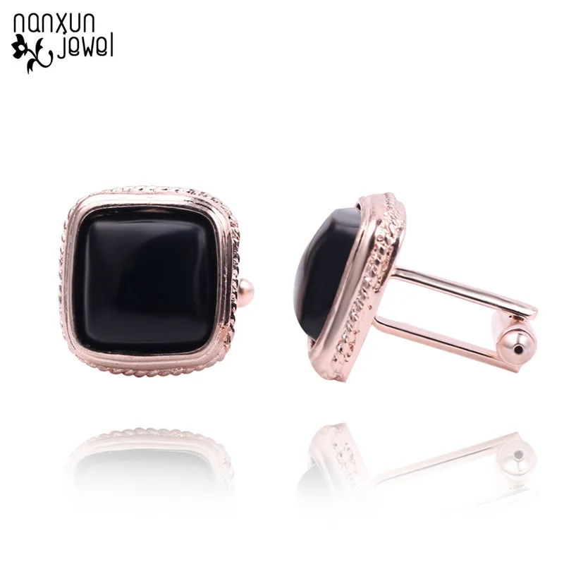 Простые черные хрустальные запонки на пуговицах высшего качества мужские