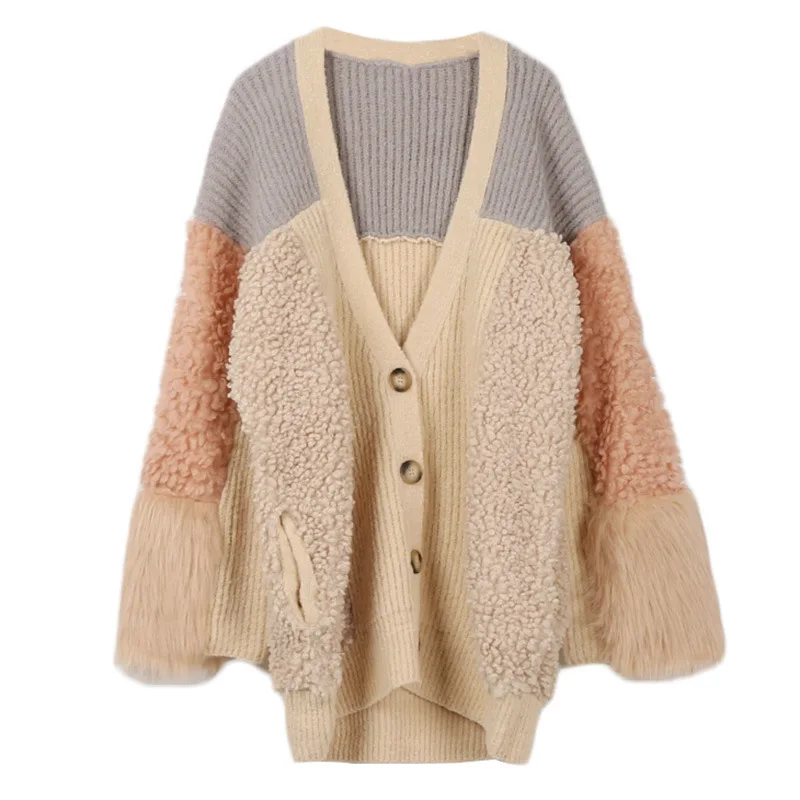 Осень зима корейский стиль для женщин вязаный свитер пальто с длинным рукавом кардиганы для свободные Куртки одной груди лоск