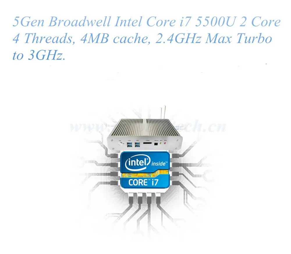 Broadwell 5Gen Мини ПК 4G ram Скелет аудиовидеоцентра Intel Nuc Безвентиляторный Компьютер i7 5500U i5 5257U графика Iris 6100 5500 Wifi Bluetooth