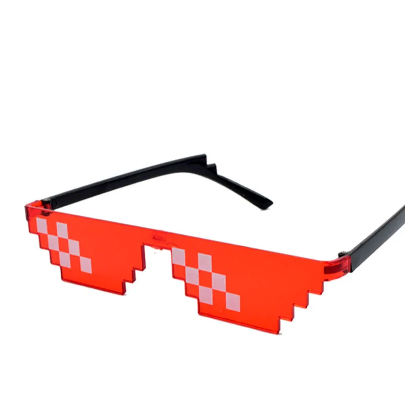 Очки Thug Life, солнцезащитные очки для женщин, мозаичные пиксельные солнцезащитные очки для мужчин, 8 битов, стильные пиксельные красные, желтые, синие, черные очки