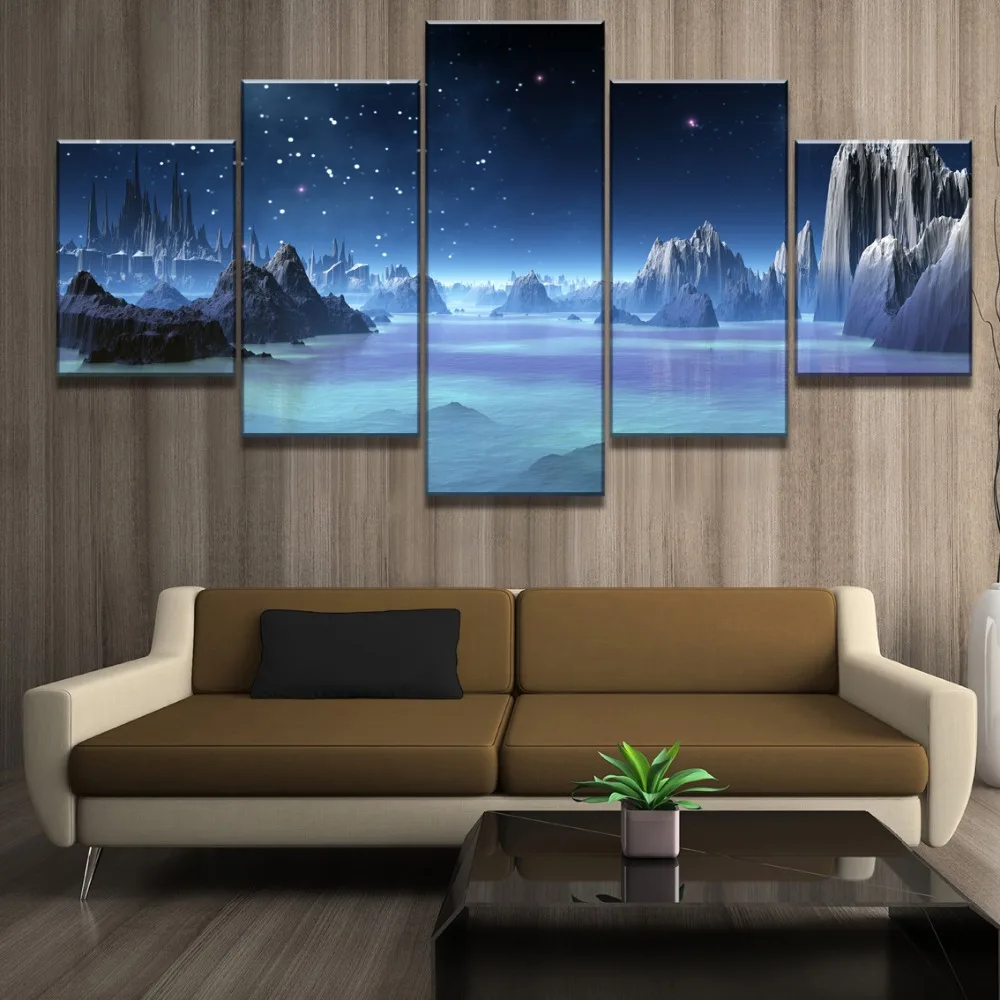 

Lainio Snow Village 5 Piece HD Print Landscape Painting Home Decor Painting For Home Decor Canvas Wall Art For Living Room