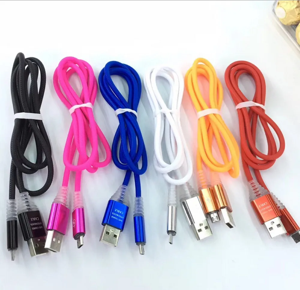 1 м Micro USB кабель для телефона Видимый светодиодный светильник Micro usb кабель для синхронизации данных и зарядки для телефонов Android универсальные кабели для телефонов# YL5