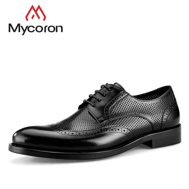 

Mycoron Summer Breathable Handmade Mens 100% Genuine Leather Bullock Carving Shoes With Hollow out Mens Business Casual Shoe