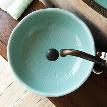 

Retro countertop basin round Jingdezhen ceramic art basin washbasin creative basin LO628527