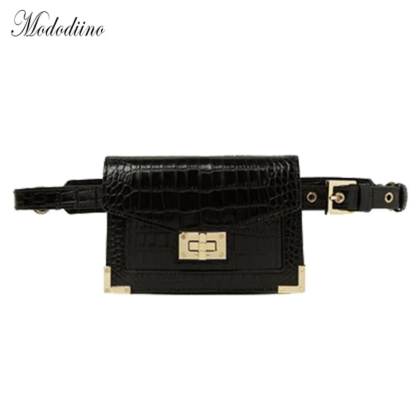 

Mododiino Fashionable Waist Bag Crocodile Pattern Small Flap Shoulder Bag Chains Chest Bags Famous Brand Woman Bags 2019 DNV1024