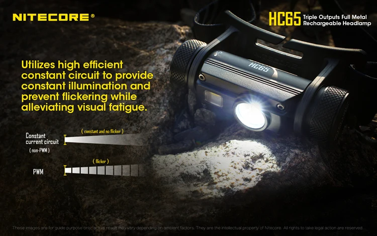 Água sem 18650 Top de Vendas Hc65 Nitecore Farol 1000lm Saída Tripla Ourdoor Farol Lanterna à Prova d' Bateria Frete Grátis 17 headlight flashlight