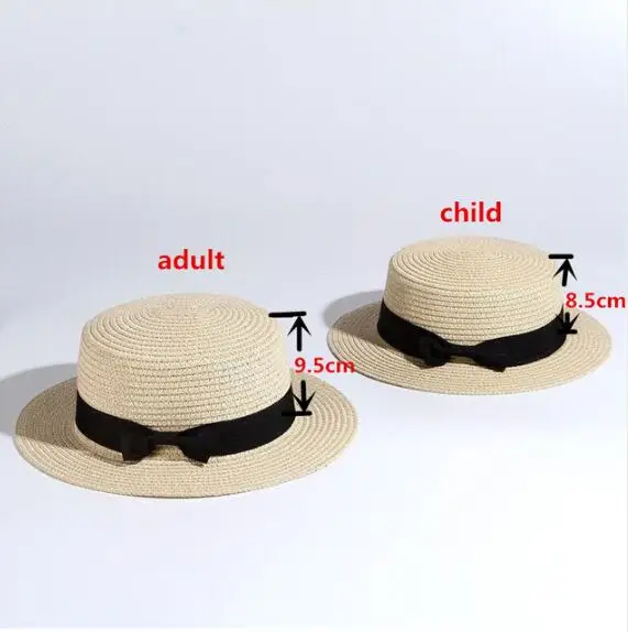 Лето родитель-ребенок пляж шляпа женский Повседневное полями Леди бренд Для женщин без каблука бант края Соломенная шляпка glris шляпа от солнца - Цвет: Beige