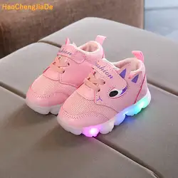 Новые детские светящиеся туфли для мальчиков и девочек спортивные кроссовки детские мигалками модные кроссовки маленьких малыш